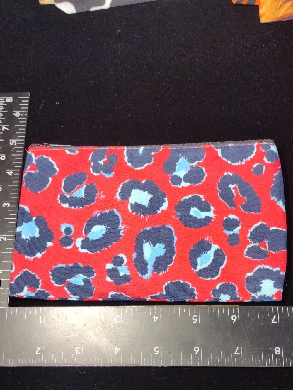 Women's Red Leopard Print Zip Pouch